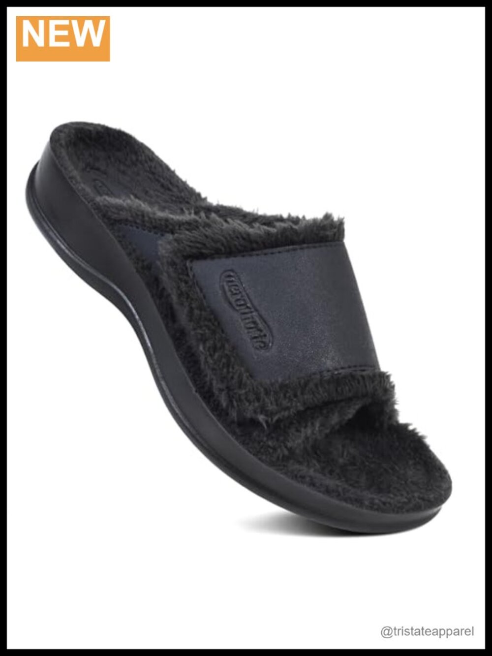 Orthopedic Arch Support Fuzzy Slippers with Adjustable Fit and Durable PU